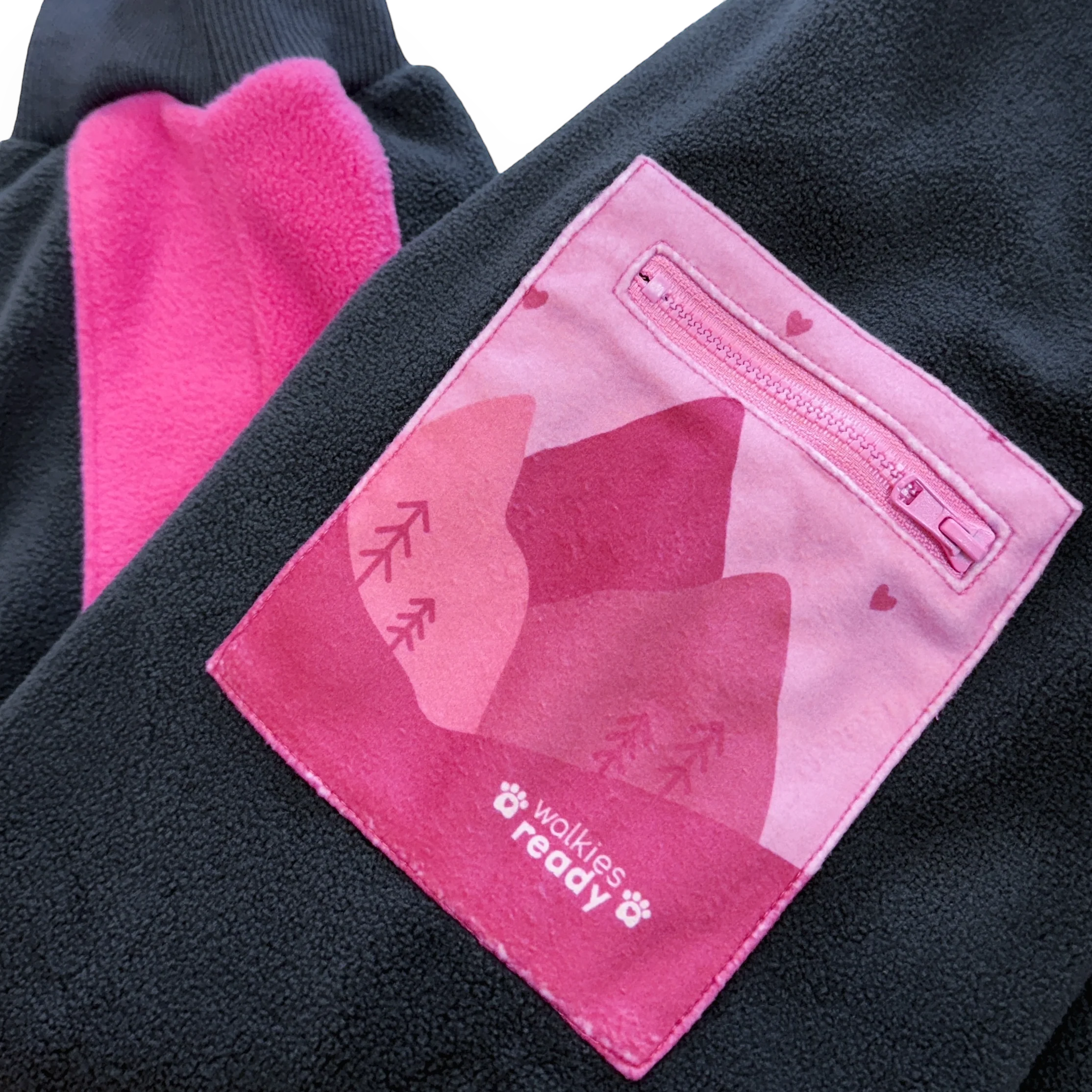 1/4 Zip Fleece - Walkies Ready® Fleece - Charcoal/Pink - Image 14