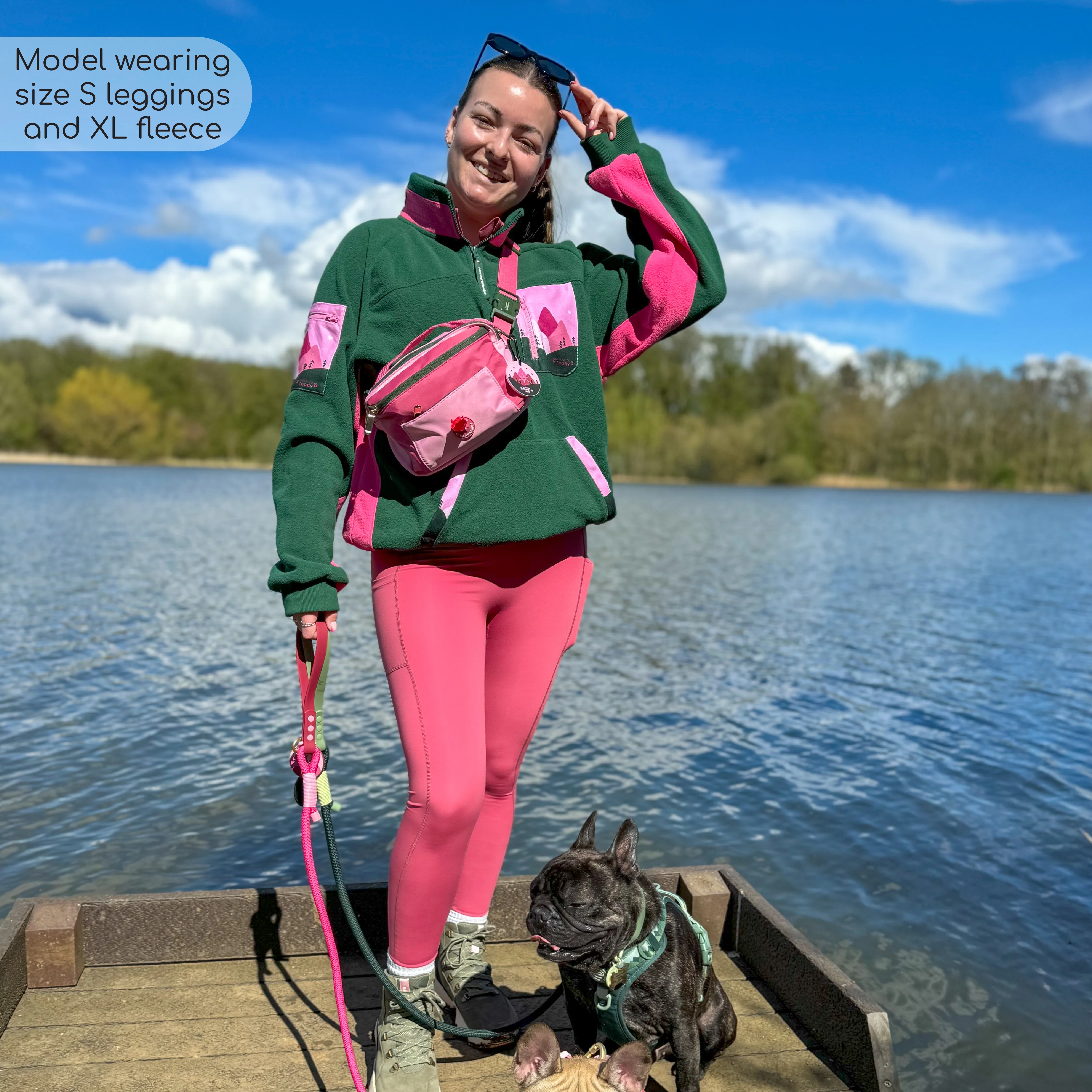 1/4 Zip Fleece - Walkies Ready® Fleece - Pink/Green - Image 9