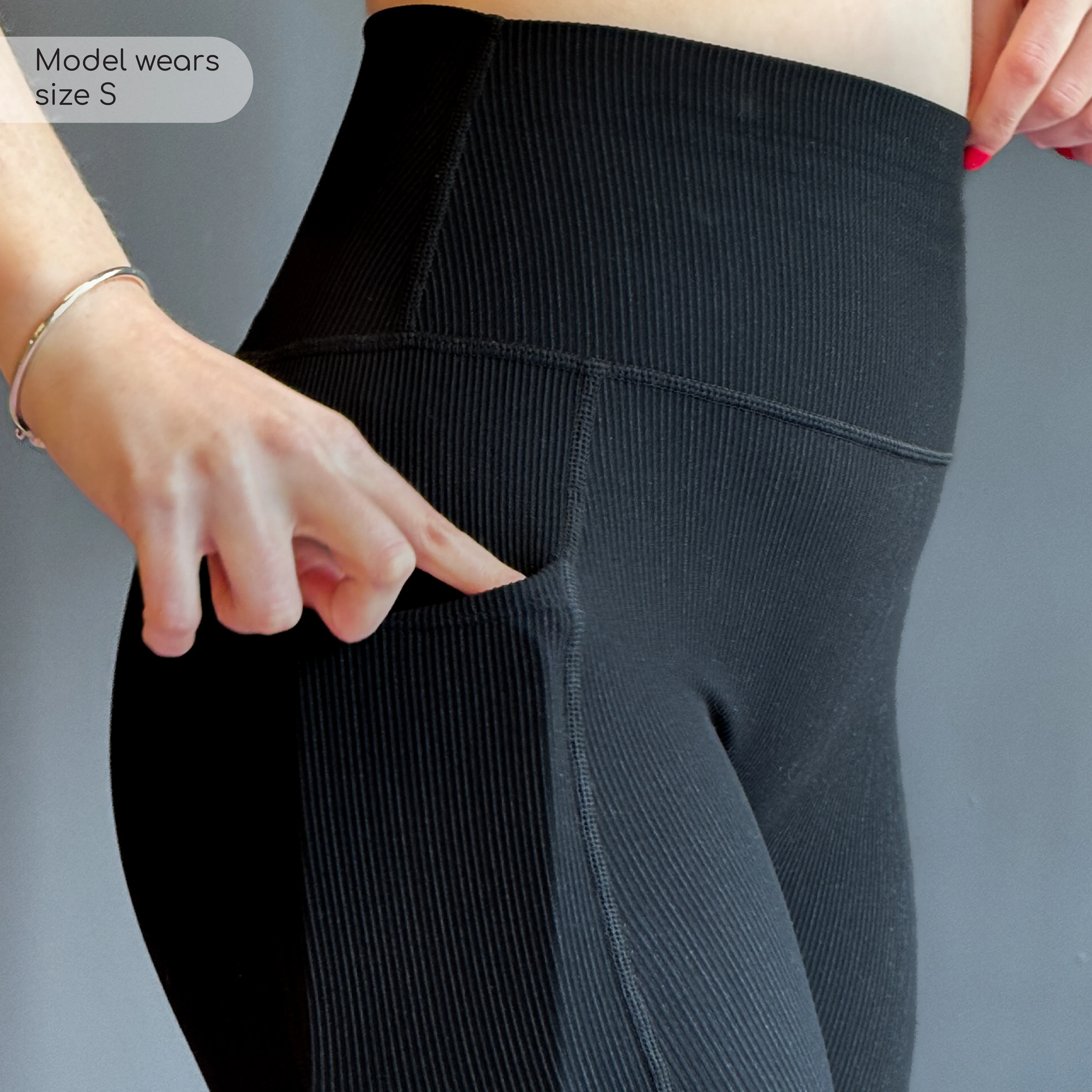 Ribbed Leggings - Black - Image 5